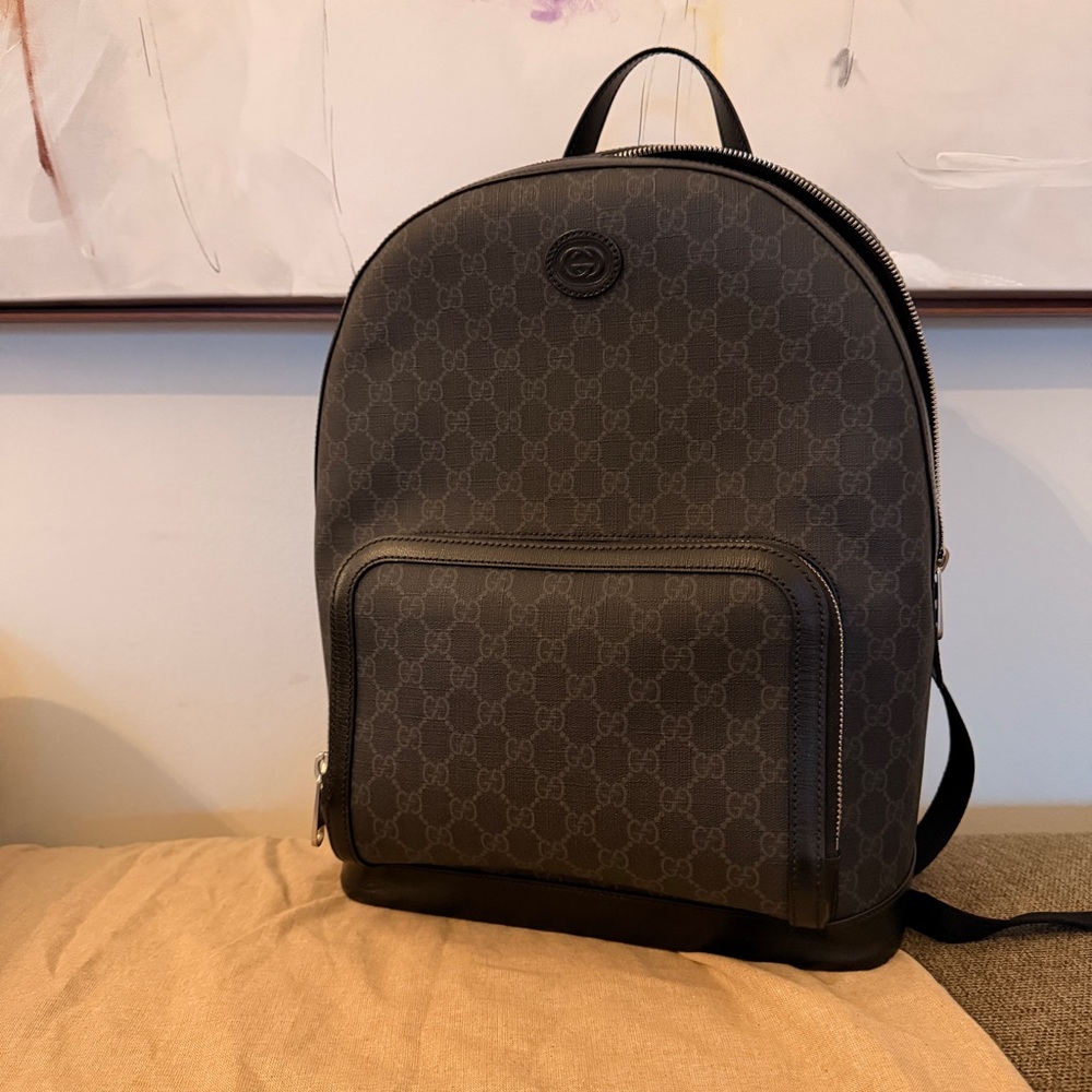 Gucci Monogram Black Backpack for Men